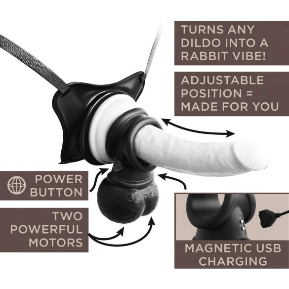 King Cock Crown Jewels - vibrējošs dzimumlocekļa gredzens (melns)