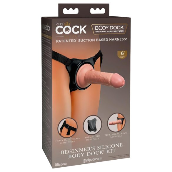 King Cock Elite Beginner's - piestiprināmais dildo (dabīga krāsa)
