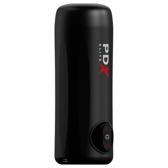 PDX Elite vīriešu masturbators ar stumšanas un vibrācijas funkciju melns