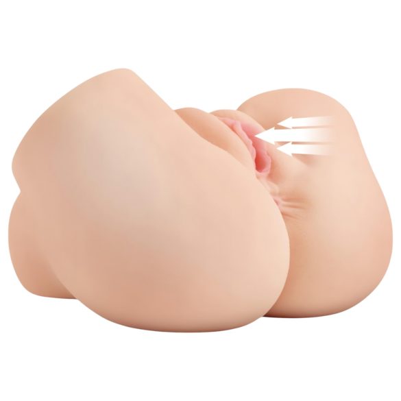 PDX Elite - sūkšanas, vibrējošs 2in1 masturbators (dabisks)