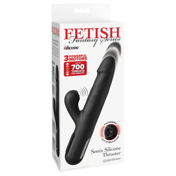 Fetish - vibrators ar 3 motoriem, lökšanas funkcija, melns