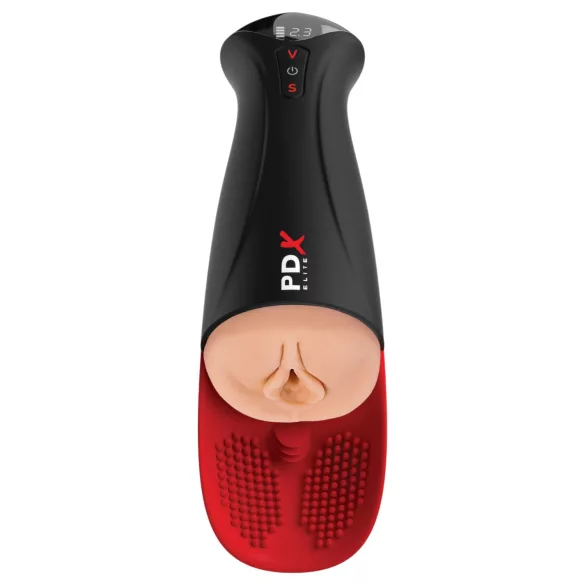 PDX Elite Fuck-O-Mat Pro XL - stimulējoša sūkšanas vibrējošā masturbatora ierīce (melna)