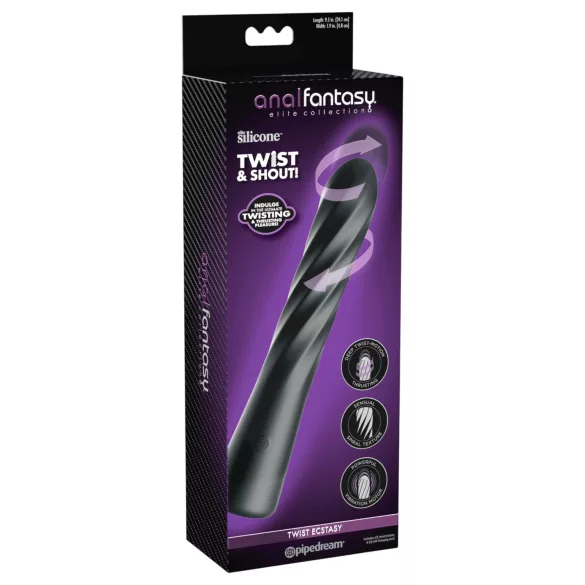 Anal Fantasy Twist Ecstasy - rotējošs-šūpojošs anālais vibrators (melns)