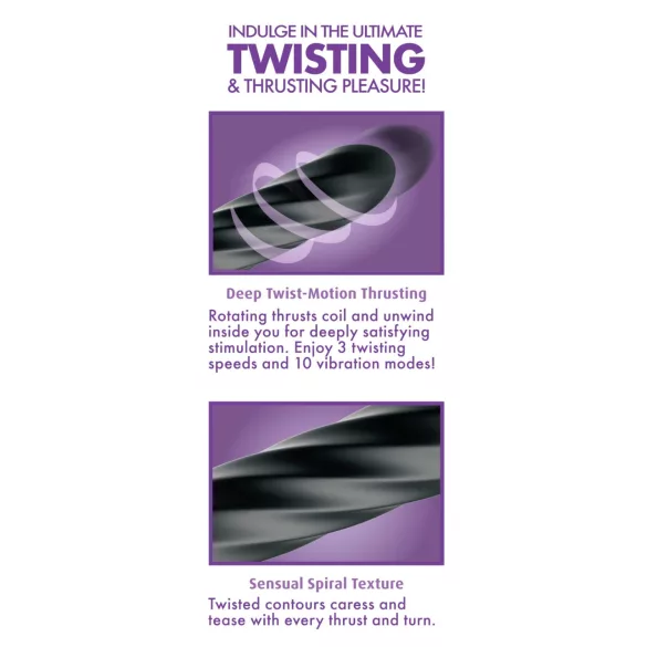 Anal Fantasy Twist Ecstasy - rotējošs-šūpojošs anālais vibrators (melns)