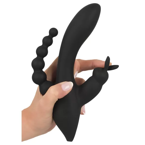 SMILE vibrators trīs zaros, uzlādējams, ūdensizturīgs, melns