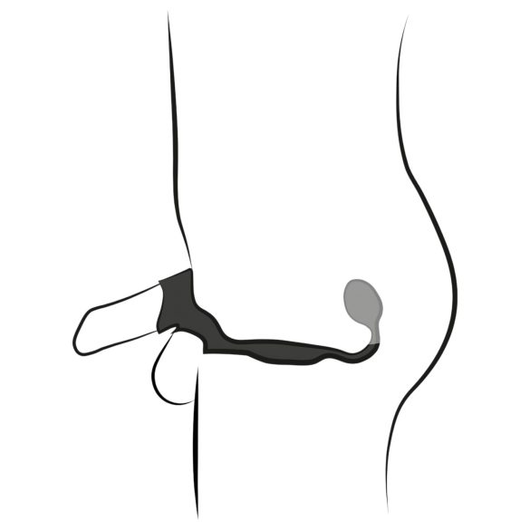 Rebel - dzimumlocekļa un sēklinieku gredzens ar anālo vibratoru (melns)