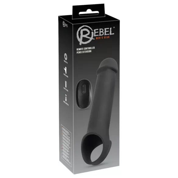 Rebel - vibrējošs uzlādējams dzimumlocekļa uzmava ar tālvadību melna