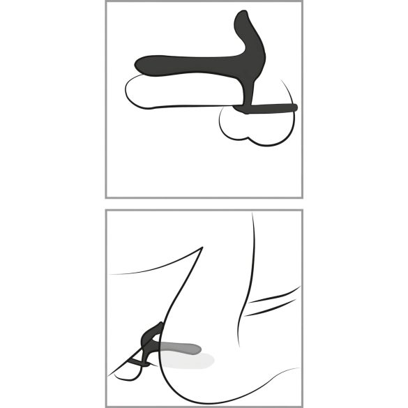 Black Velvets - akumulatora 2in1 vibrators un erekcijas gredzens melns