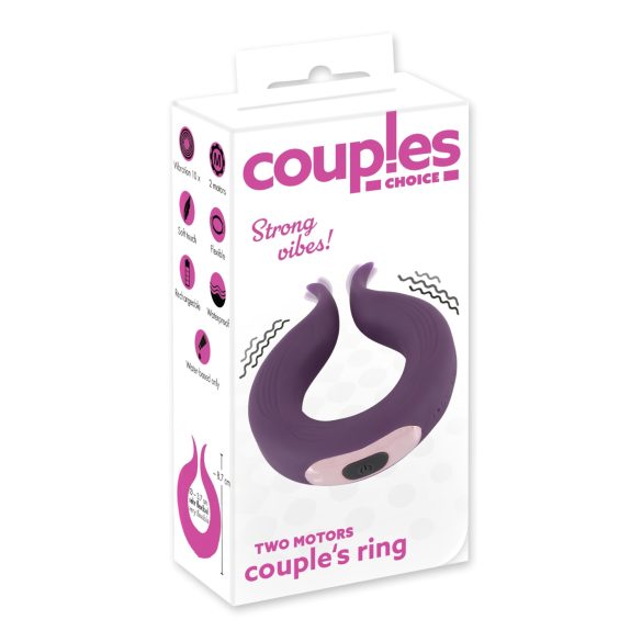Couples Choice - pāra vibrējošs gredzens divi motori uzlādējams violets