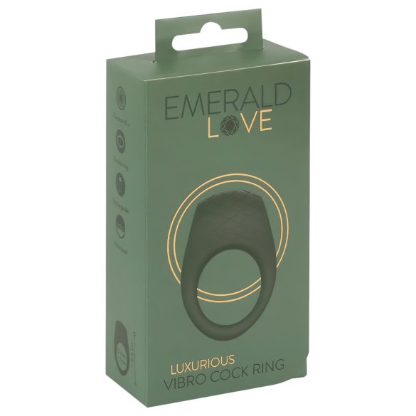 Emerald Love - uzlādējams, ūdensizturīgs vibrācijas gredzens (zaļš)