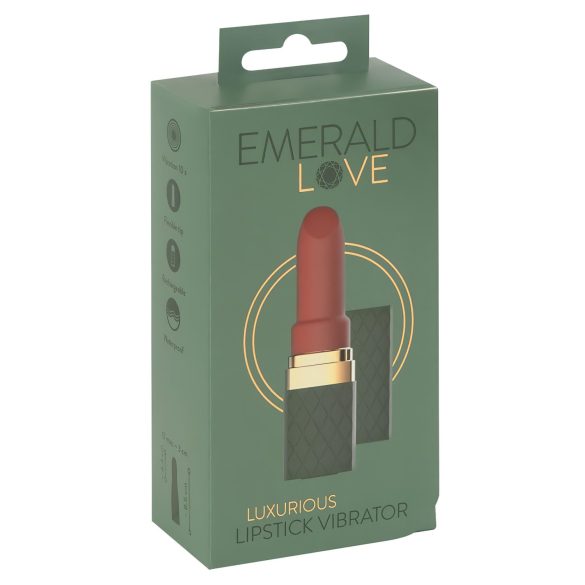 Emerald Love - uzlādējams, ūdensizturīgs lūpukrāsas vibrators (sarkans)
