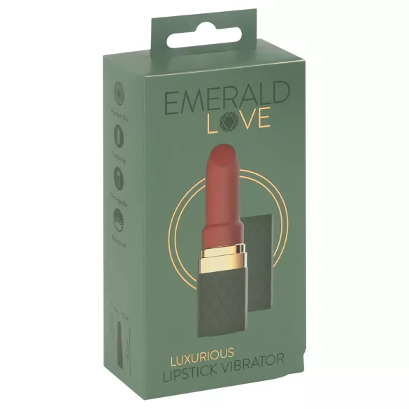 Emerald Love - uzlādējams, ūdensizturīgs lūpu krāsas vibrators (sarkans)