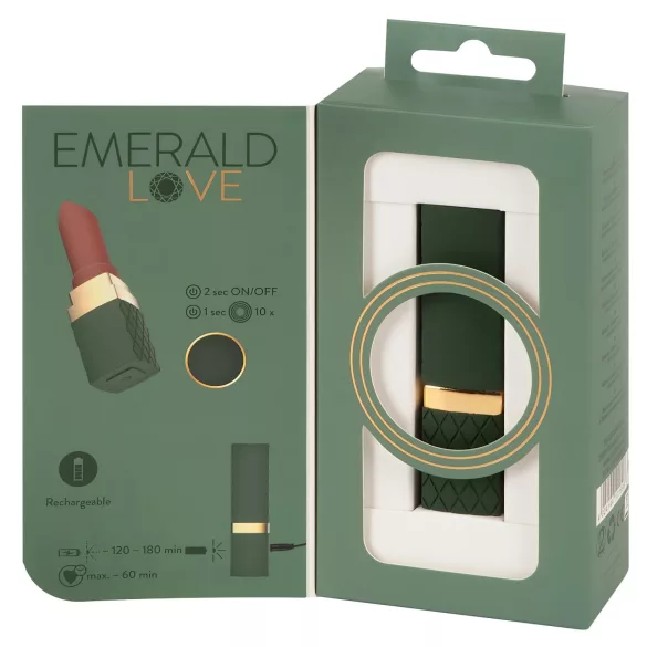 Emerald Love - uzlādējams, ūdensizturīgs lūpu krāsas vibrators (sarkans)