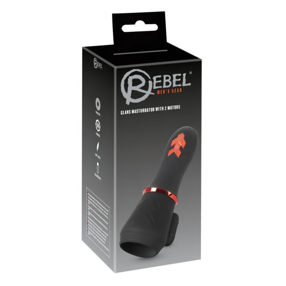 Rebel - akumulatora divmotoru dziedzeru vibrators (melns)