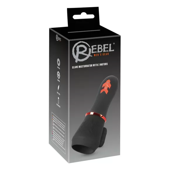 Rebel - akumulatora galviņas vibrators ar 2 motoriem melns