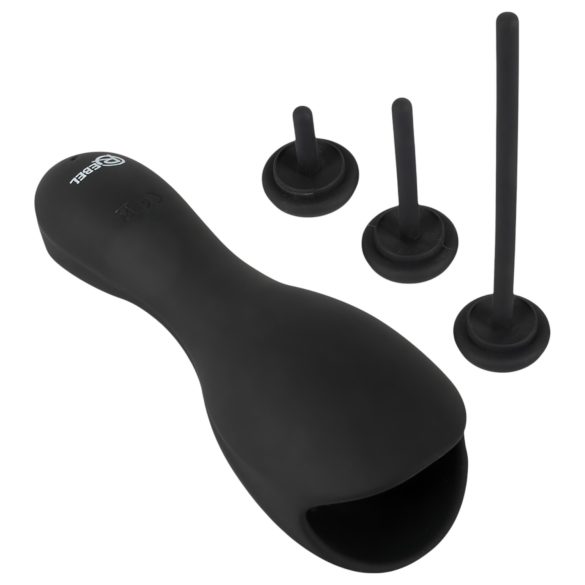 Sacelšanas maksts vibrators ar urīncauruļu paplašinātāju (melns)