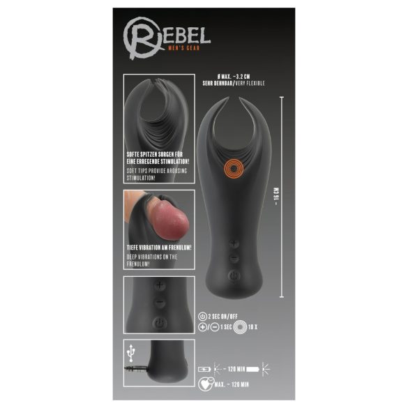 Rebel - vibrējošs galvas vibrators (melns)