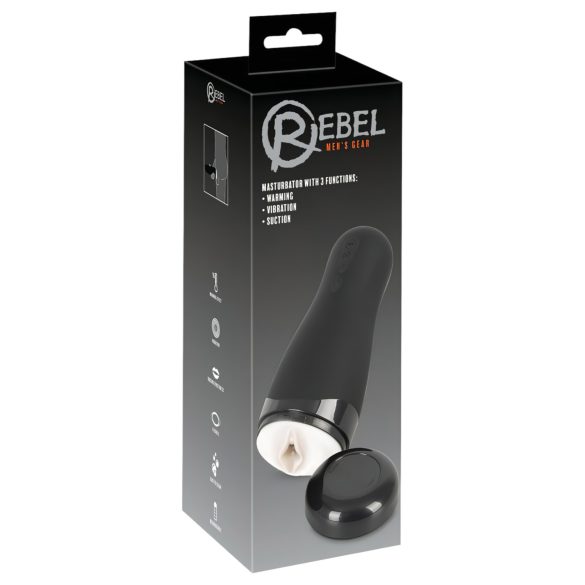 Rebel 3-in-1 lādējams, silda-masturbators ar mākslīgo vagīnu