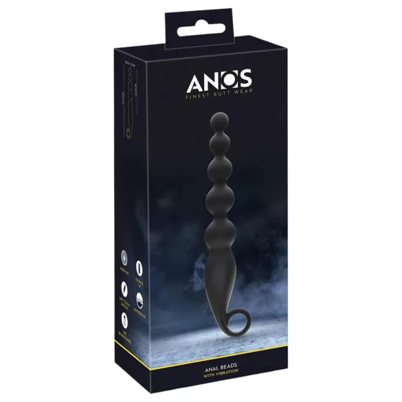 ANOS anālais lodīšu vibrators ar pērlītēm, melns