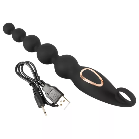 ANOS anālais lodīšu vibrators ar pērlītēm, melns