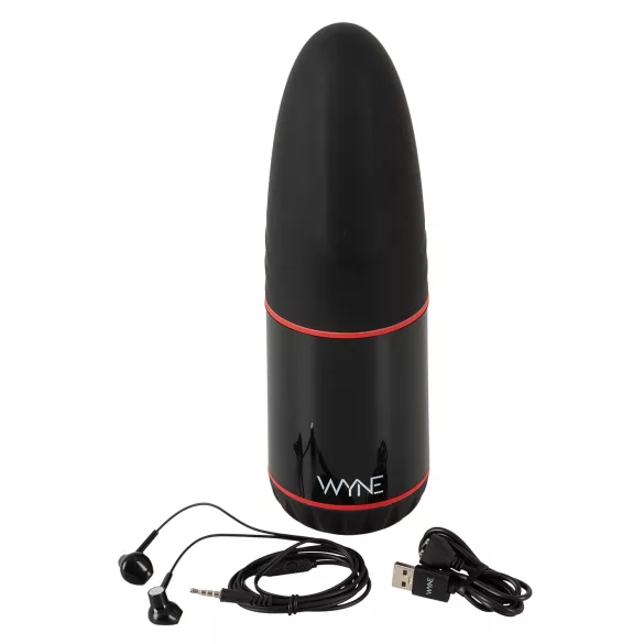 WYNE 02 - vīriešu masturbators ar vibrāciju un sūkšanas funkciju melns/balts
