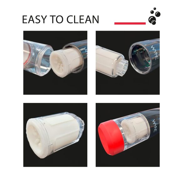 WYNE 05 - vīriešu masturbators ar rotācijas funkciju, uzlādējams, melns/balts