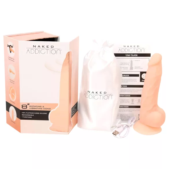 Naked Addiction rotējošs vibrators 20 cm, dabiska krāsa
