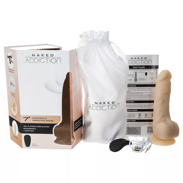 Naked Addiction Rotating 7 - rotējošs vibrators (18cm) - dabīgs