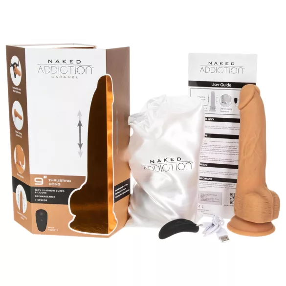 Naked Addiction vibrators ar kustību, tumšs, 23cm
