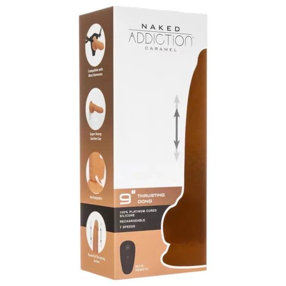 Naked Addiction vibrators ar kustību, tumšs, 23cm