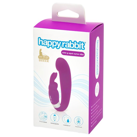 Happyrabbit mini G punkta vibrators ar klitora stimulatoru, uzlādējams, violets