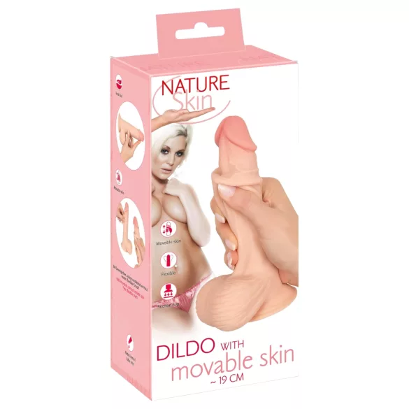 Nature Skin - dildo ar “ādu” - 19 cm (dabisks)