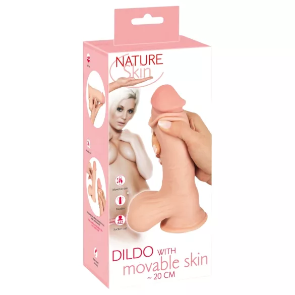 Nature Skin - dildo ar ādu - 20 cm (dabisks)