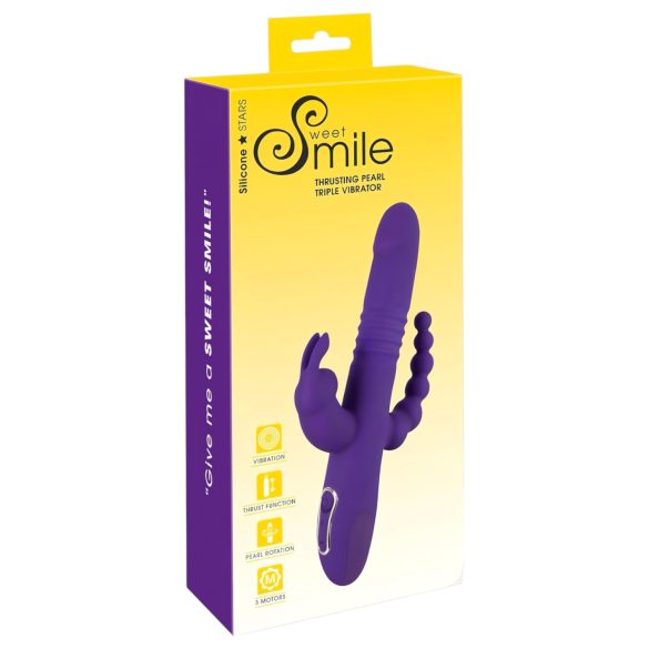 SMILE Triple - uzlādējams, trīskāršs grozāms-vibrējošs masieris (violets)