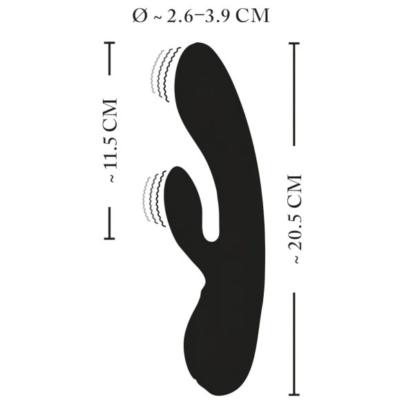 XOUXOU - uzlādējams vibrators ar klitora stimulatoru, melns