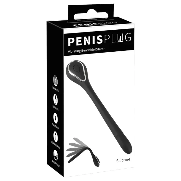 Penīsa plug dilatators - akumulatora vibrācijas dilatators (1 cm, melns)
