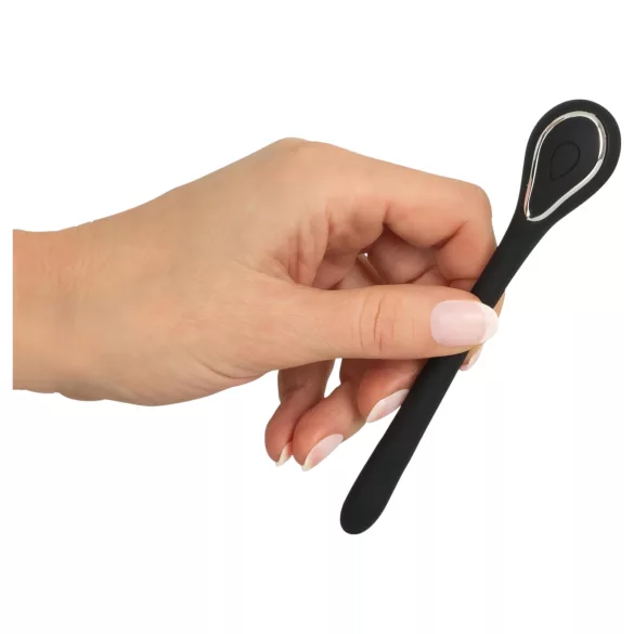 Penīsa plug dilatators - akumulatora vibrācijas dilatators (1 cm, melns)