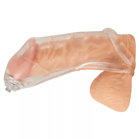You2Toys Piss Play Sleeve - dzimumlocekļa uzmava ar izplūdes caurulīti (caurspīdīga)