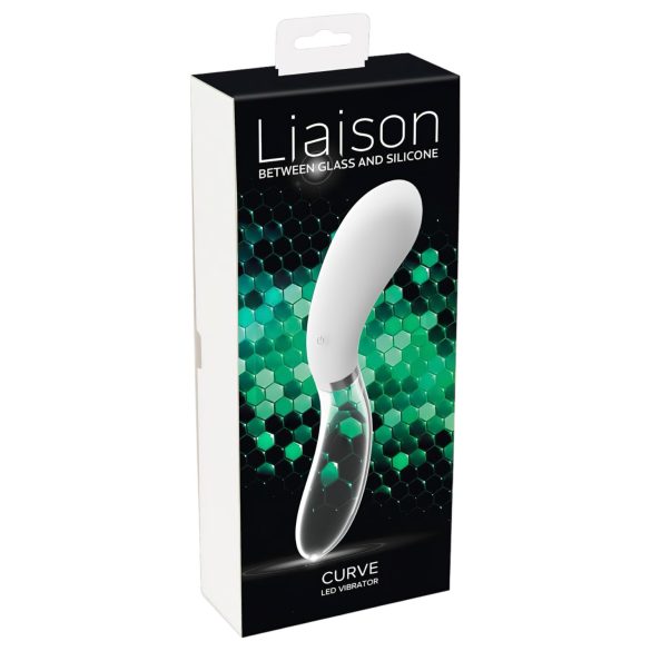 Liaison Curve - uzlādējams LED vibrators (caurspīdīgi balts)