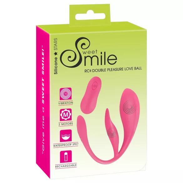 SMILE - nēsājama akumulatora, radio vadāma vibrējoša ola (rozā)