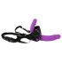 SMILE - piesprādzējams dubultais dildo ar biksītēm (violet-melns)
