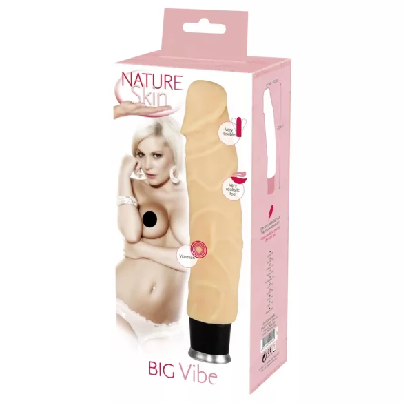 Nature Skin - realistisks vibrators ar ādas efektu, bēšs, 23 cm