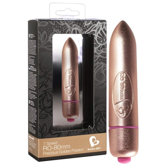 RO-80mm - mazais zelta lūpu krāsas vibrators (7 ritmi)