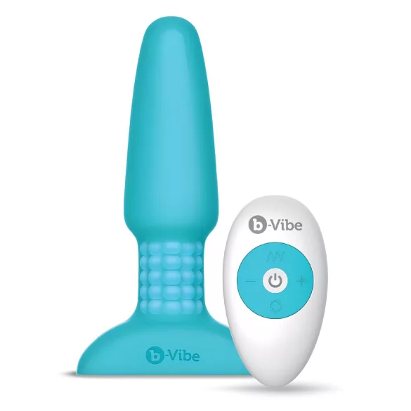 b-Vibe - anālais vibrators ar rotējošām pērlītēm, uzlādējams, tirkīza