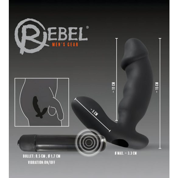 Rebel - prostatas masāžas vibrators ar dzimumlocekļa formu melns