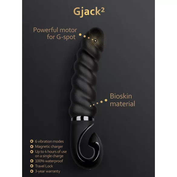 Gvibe G-jack 2 uzlādējams ūdensizturīgs silikona vibrators melns
