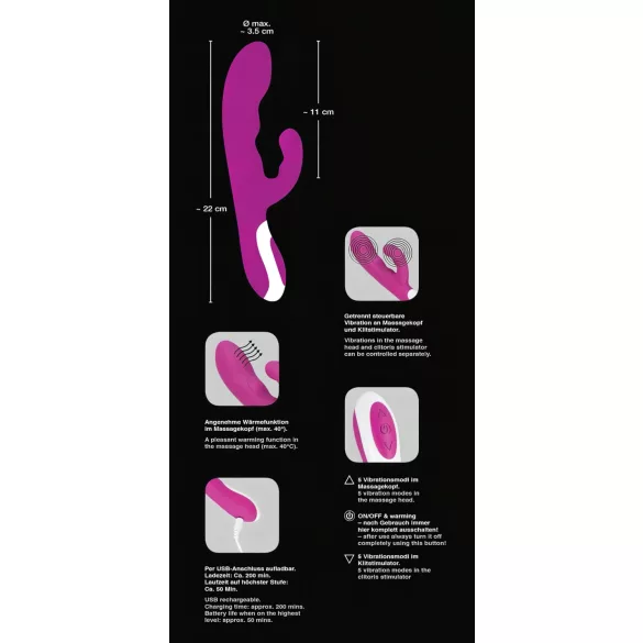 Javida - klitora vibrators ar sildīšanu rozā