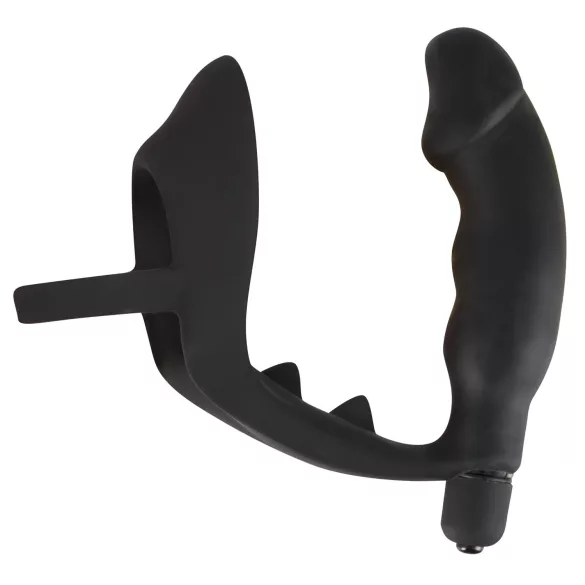 Black Velvets - anālais vibrators ar dzimumlocekļa un sēklinieku gredzenu melns