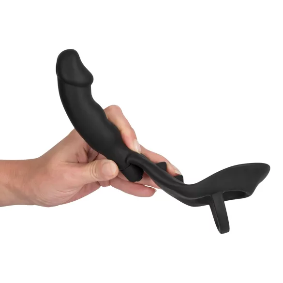 Black Velvets - anālais vibrators ar dzimumlocekļa un sēklinieku gredzenu melns