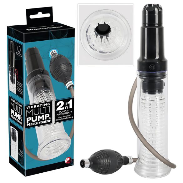 You2Toys - 2 vienā - caurspīdīga dzimumlocekļa pumpa un masturbators